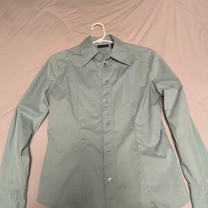 New York & Company Light Green/Blue Dress Shirt